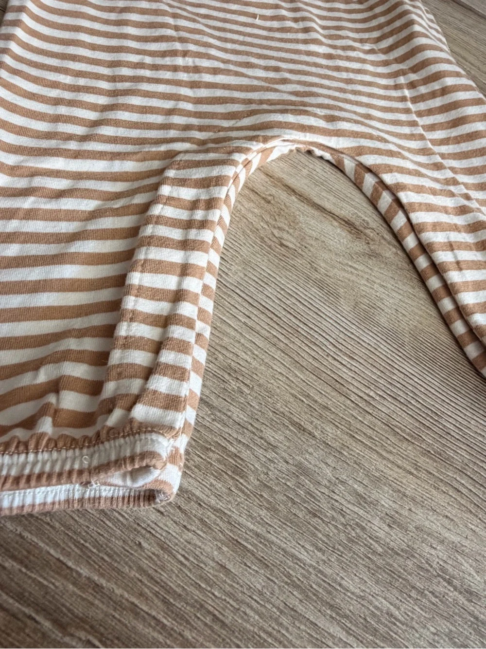 Quincy Mae Beige and White Striped Baby One-Piece Bodysuit